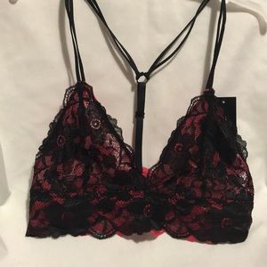 Black and pink lace bralette new with tags